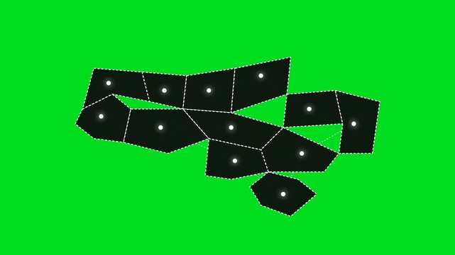Voronoi diagram pattern with white points set against a vibrant green background