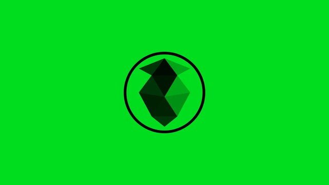 Minimalist black geometric shield icon centered on a vibrant green background