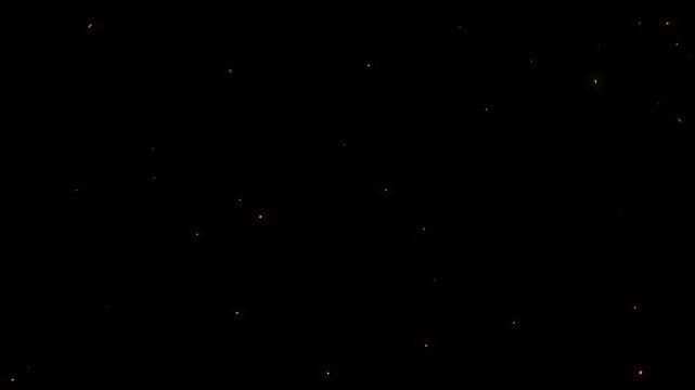 Bright glowing fire particles rising fast in a fiery sky with smoke. Flying around fire dust particles sparks or ember from a burning fire,
Floating fire flame sparks particles  background