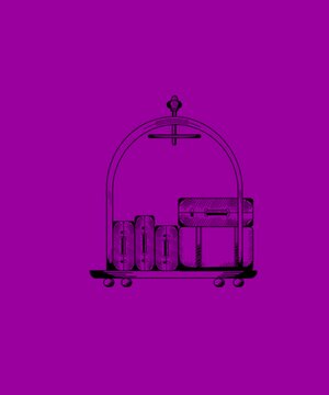 Hotel luggage cart with stacked suitcases hand-drawn sketch