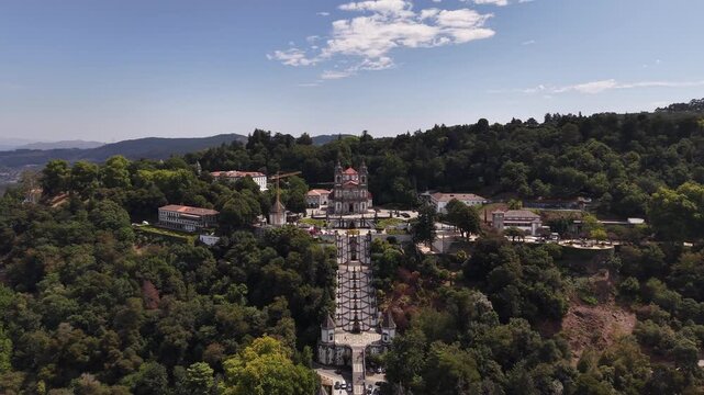 Aerial View of Bom Jesus do Monte Sanctuary in Braga Portugal