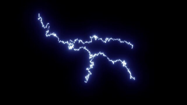Dynamic blue thunder lightning strike with glowing electric bolts, dramatic storm flash, powerful energy burst, realistic discharge, cartoon sparks, VFX overlay, and HD 4K alpha channel animation
