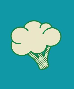 Fresh cauliflower floret with dotted stem