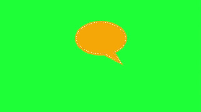 Orange speech bubble animation on green screen background communication concept