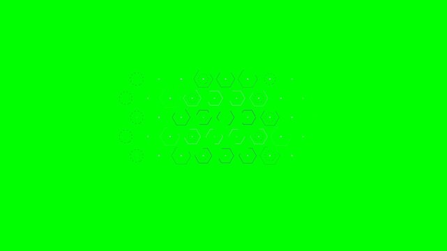 Abstract geometric pattern of white lines set against a vibrant green background