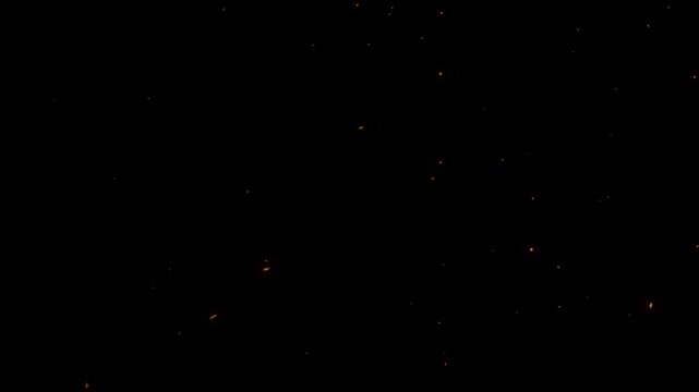 Bright glowing fire particles rising fast in a fiery sky with smoke. Flying around fire dust particles sparks or ember from a burning fire,
Floating fire flame sparks particles  background