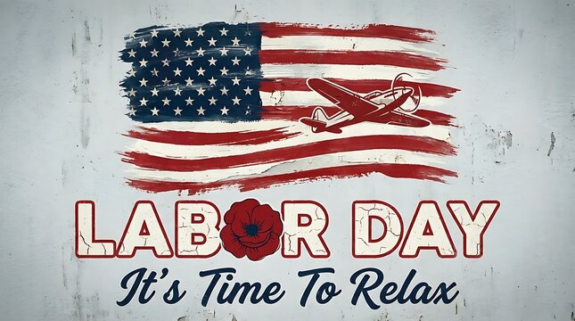Labor Day USA Labor Day Canada Labor Day message with distressed American flag airplane and poppy flower labor day, american flag