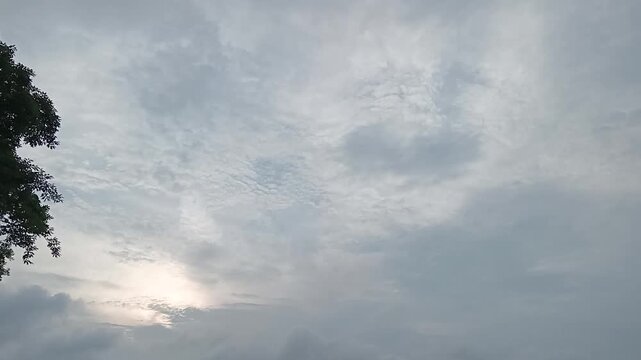 blue sky with white clouds. Movement of clouds. Timelapse 4k.
