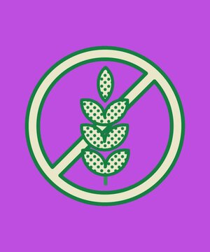 Gluten free wheat sign symbol with halftone texture