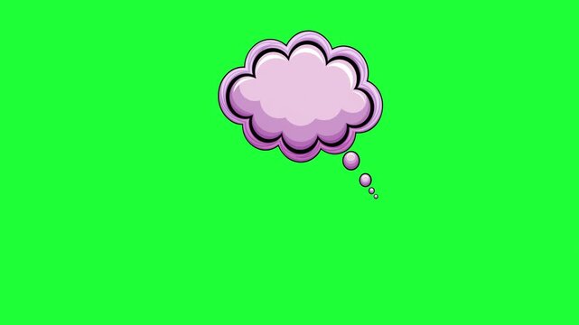 Comic thought bubble animation green screen purple cloud speech bubble pop style