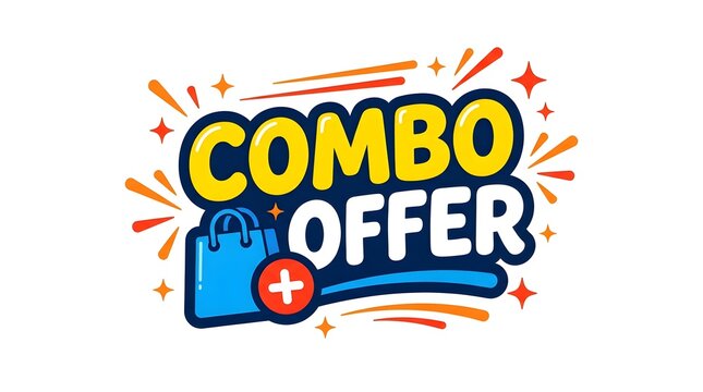 Combo offer colorful sale badge sticker vector design with discount, promotion