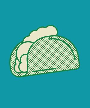 Stylized taco with filling and halftone texture