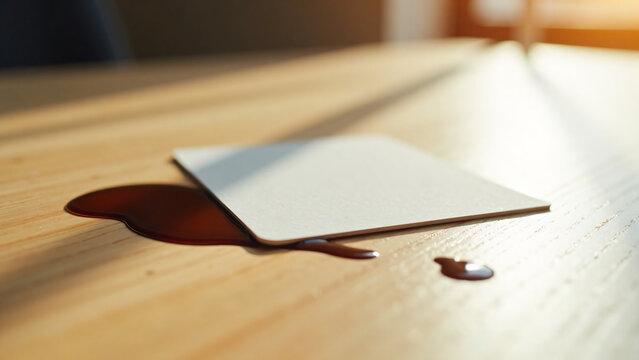 Coffee Stain on Business Card with Copy Space