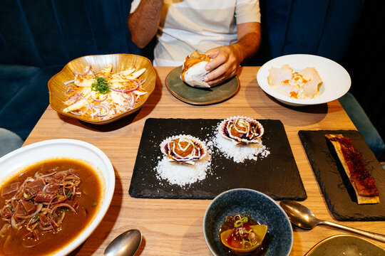 Peruvian fusion cuisine featuring fresh scallops and seafood