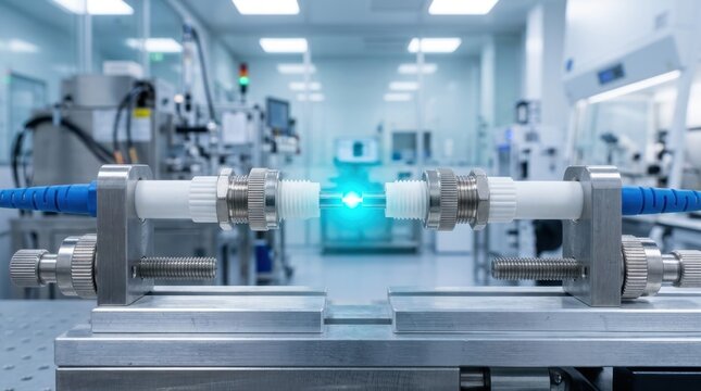 Fiber optic fusion splicing in a cleanroom laboratory setting