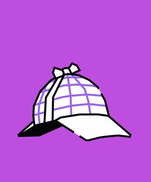 Stylized detective deerstalker hat with grid pattern