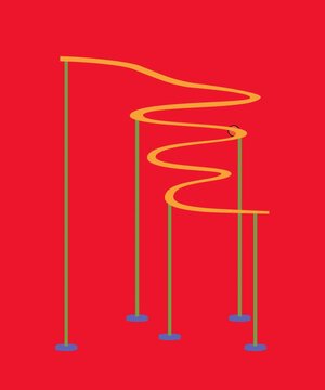 Ball rolling down multi-tier zig-zag track physics experiment animation