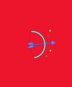 Bow and arrow with sparkling stars motion graphics animation