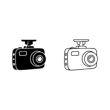 car camera vector icon with silhouette line art design line art with silhouette vector