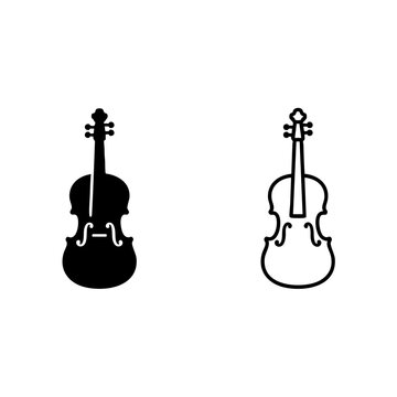 cello icon with silhouette vector line art design. musical instrument illustration line line art with silhouette vector
