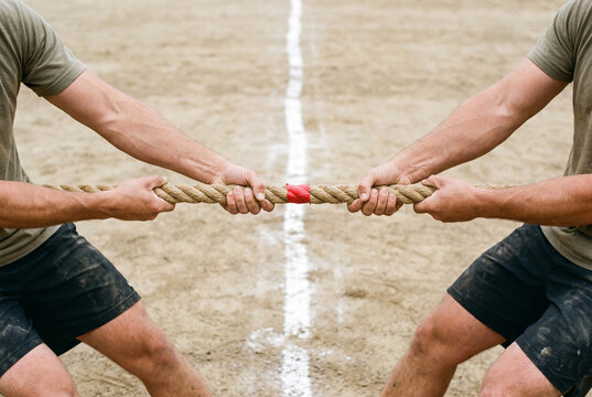 Tug of war showdown with strength and teamwork