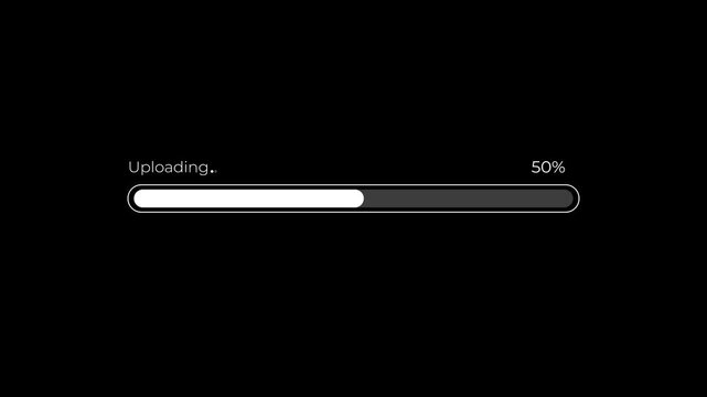 Software uploading process concept. Please wait uploading in progress. motion graphic of loading bar with progress percentage. Animation of 4k video.