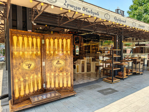 Wooden Backgammon Sets in a Souvenir Shop in Armenia
