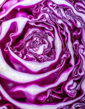 Vibrant purple cabbage close up texture pattern.