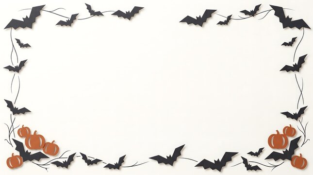 A spooky and delightful halloween border featuring bats pumpkins and a touch of autumnal magic for your celebrations