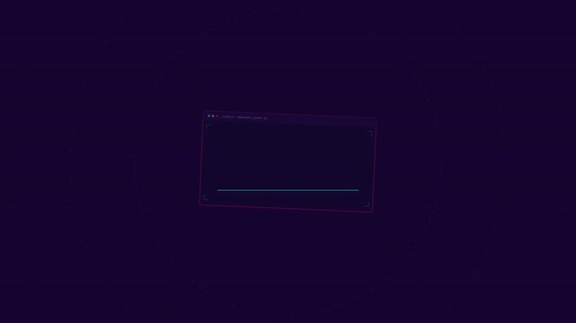 Futuristic digital system error message alert window on dark neon computer interface