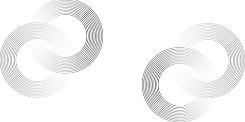 Circular lines geometric background in abstract style. Modern line art illustration with black circular concentric on halftone design template. © Amirul