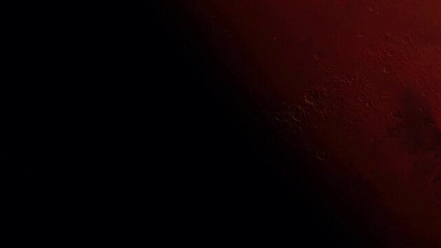 A view shows the surface of Mars with its features under a dark sky. The image captures the red planets terrain and surface details. It highlights the uniqueness of Mars.