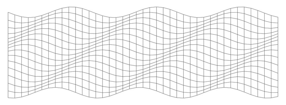 Abstract wavy grid pattern with distorted lines isolated on transparent background