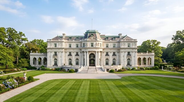 palace of versailles Magnificent Classic White Palace with Lush Gardens
