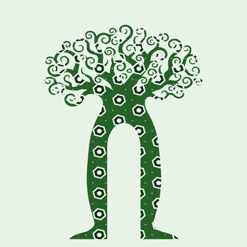 Minimalist Baobab Tree Illustration with Artistic Design
