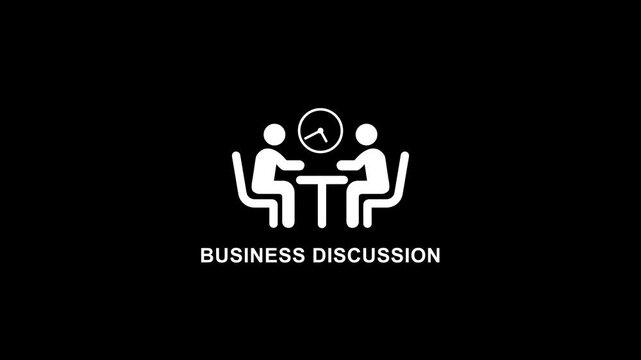 Business discussion animation with moving clock hands for corporate presentations and meeting concepts