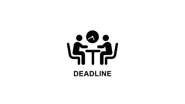 Deadline concept animation: business meeting with moving clock hands for time management and project planning presentations