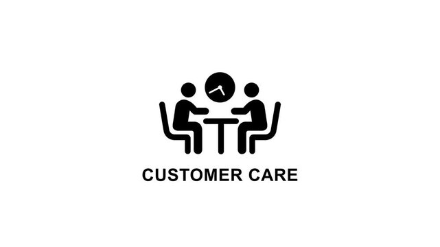 Customer care animated support and service concept with rotating clock hands help desk assistance
