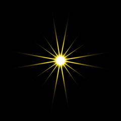 Fototapeta premium A striking visual of a bright lens flare effect radiating light against a dark black background