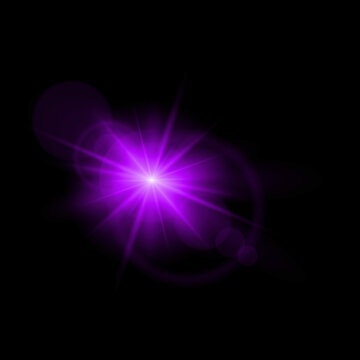 A vibrant abstract lens flare effect in a striking purple hue against a dark background