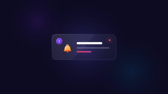Minimalist push notification UI element with bell icon on dark gradient background