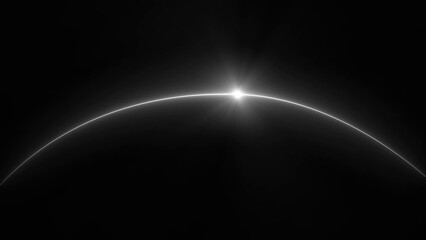 Glowing white Sunrise Over Planet Horizon in Deep Space – Shining Light Rays Illustration © Northvale_Studio07