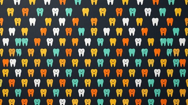 Colorful tooth patterns for dental health and hygiene education
