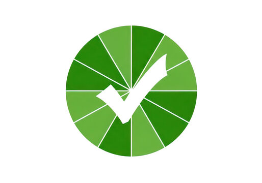 Green circle chart with checkmark icon isolated on transparent background