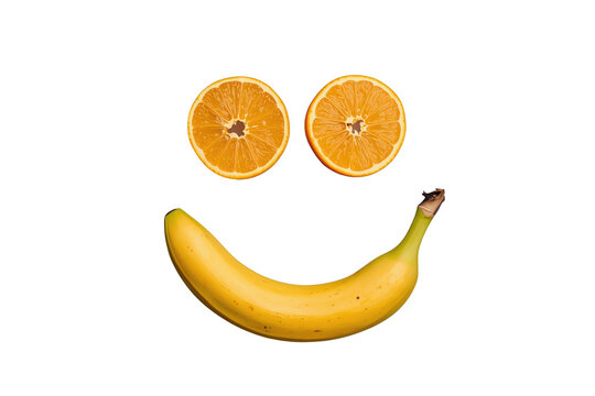Simple fruit smile face with banana and orange eyes