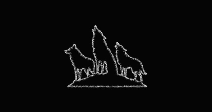 Sketch wolf pack icon animation - smooth progressive reveal