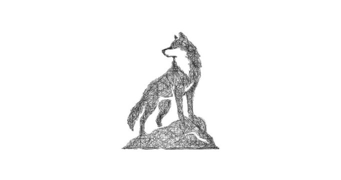 Sketch alpha wolf icon animation - smooth progressive reveal