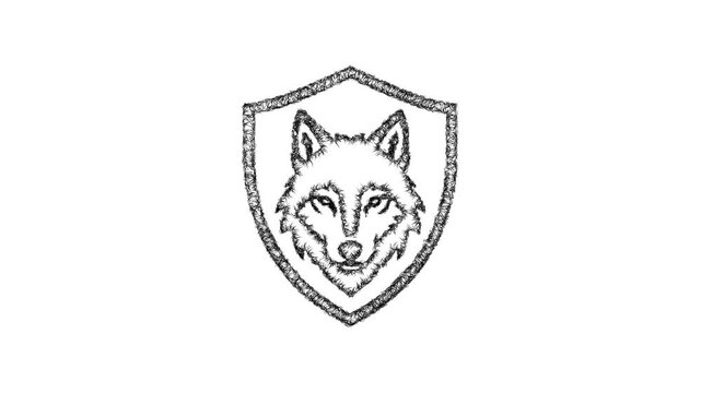 Sketch wolf shield icon animation - smooth progressive reveal