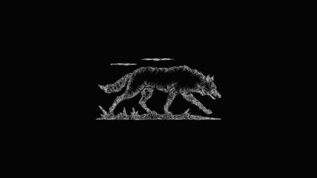 Sketch wolf hunting icon animation - smooth progressive reveal
