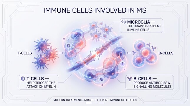 Immune cells involved in multiple sclerosis